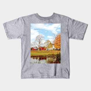 Farms - Farm by Pond in Autumn Kids T-Shirt